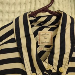 Small Gap Women's Navy White Striped Nautical Blouse